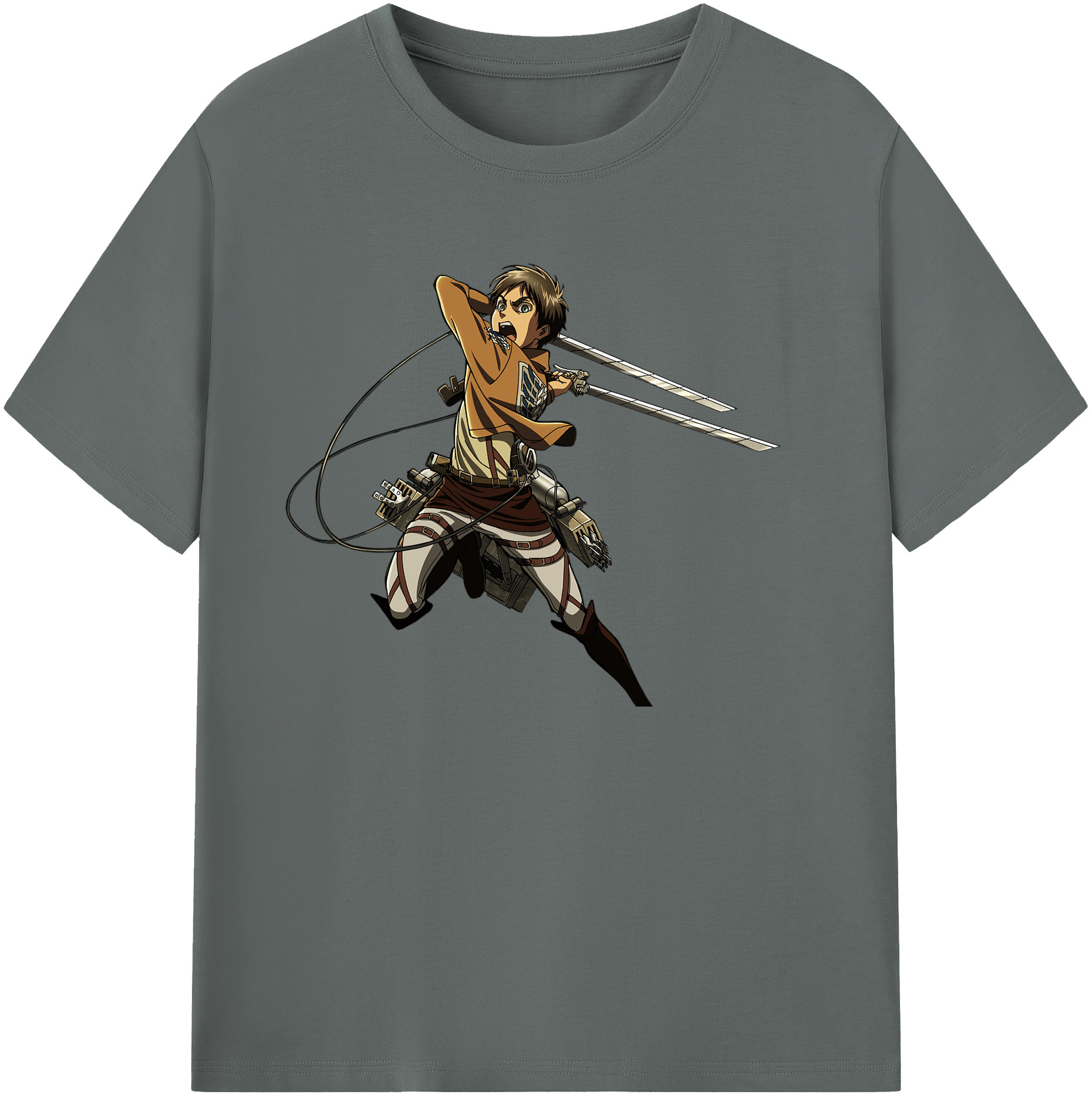 （画像用） 進撃の巨人 エレン･イェーガー Attack on Titan Eren Jäger 綿100％ メンズ半袖Tシャツ｜肌触りやわらか＆通気性
